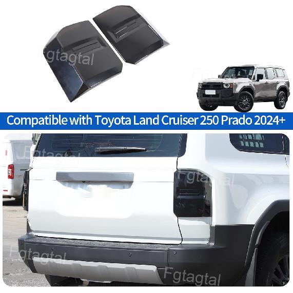 Car Taillight Cover Fit for Toyota Land Cruiser 250 Prado J250 LC250 2024 2025, Smoked Tail Light Shell Trim Cover, Rear Tail lamp Decorative