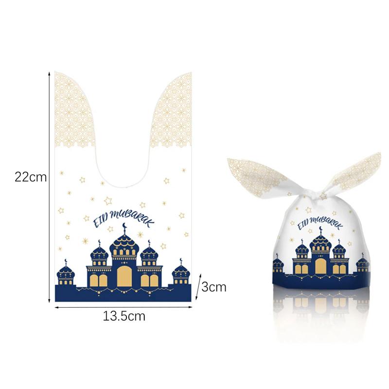 20Pcs Eid Mubarak Candy Gift Bags Rabbit Ears Cookie Packaging Islamic Muslim Party Supplies 2024 Ramadan Kareem Home Decoration