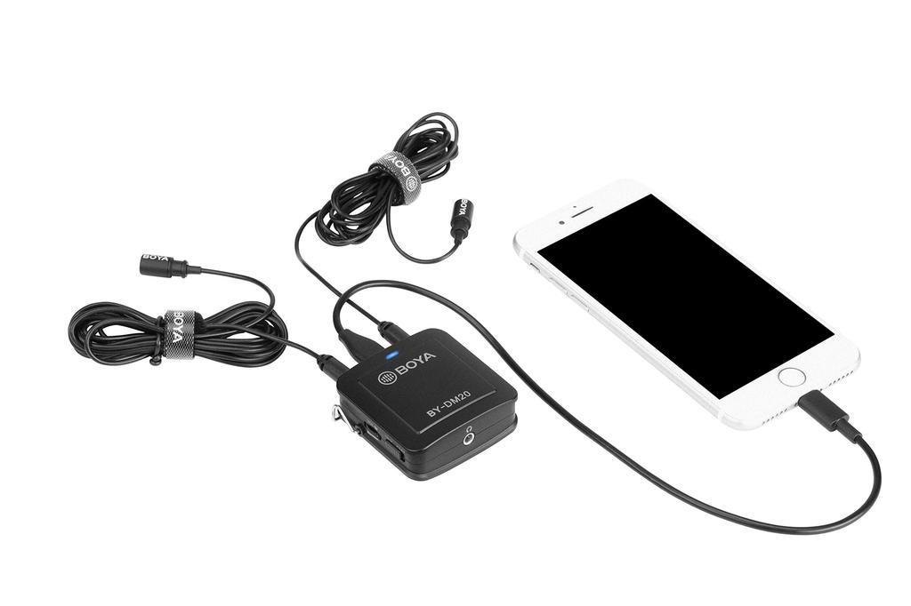 BOYA 2 Person Digital Lavalier Microphone with Output Cable for Computer Black BY-DM20 Lightning/USB-C/USB iPhone/iPad/Smartphone/Tablet/Mac/PC