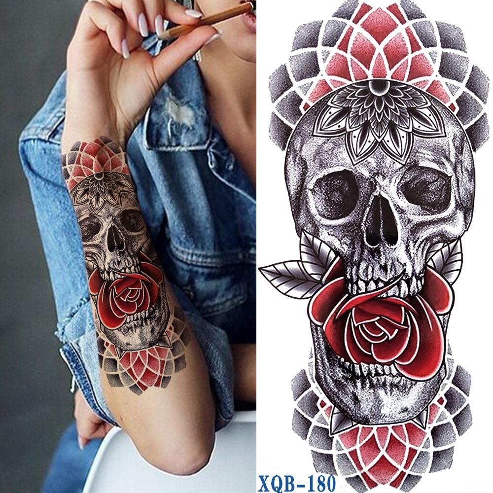 1 шт. 210*114 мм черный лес татуировка наклейка для мужчин женщин детей тигр волк смерть череп временная татуировка поддельные хна скелет король тату в виде животного