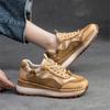 2024 Spring New Genuine Leather Sneakers Casual Sports Shoes Round Toe Lacd-up Retro Versatile Women's Flat Shoes