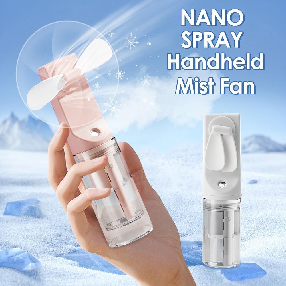 USB Rechargeable Handheld Portable Humidifier Fan Face Steamer Camping Cooling Fan  Travel