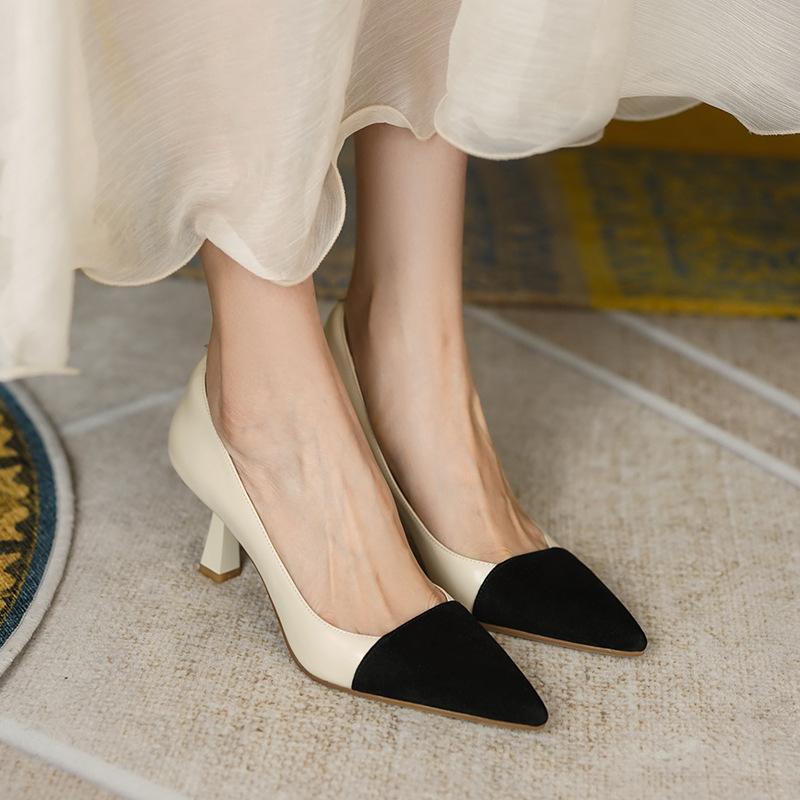 Женские туфли-лодочки OL Fashion Spell Color High Heels Single Shoes Women Spring Summer Lacous Leather Wedding Party Shoes Woman