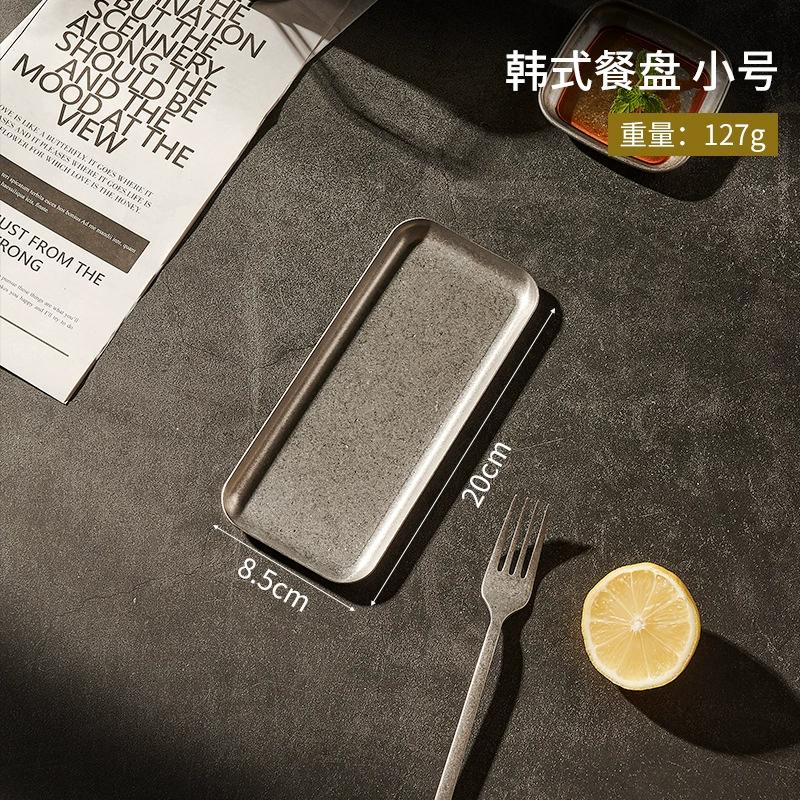 Stainless Steel Vintage Snowflake Silver Square Tray Bread Barbecue Steak Plate Dinner Plate Dessert Dinnerware Decorative Tray