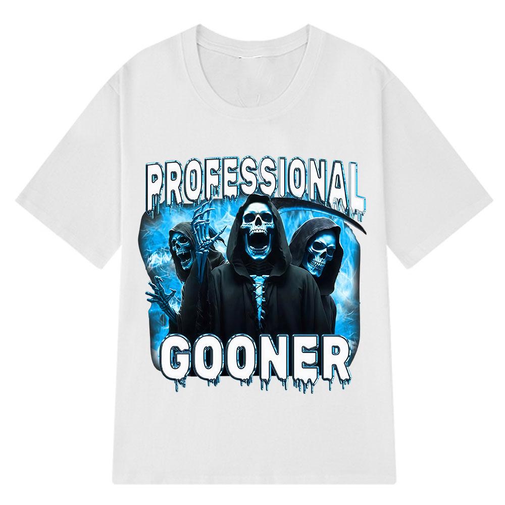 Профессиональные футболки Gooner Offensive Funny Skeleton Meme Футболки Goon Сексуальная шутка Вечеринка Оверсайз Хлопковые футболки Унисекс Хип-хоп Футболки