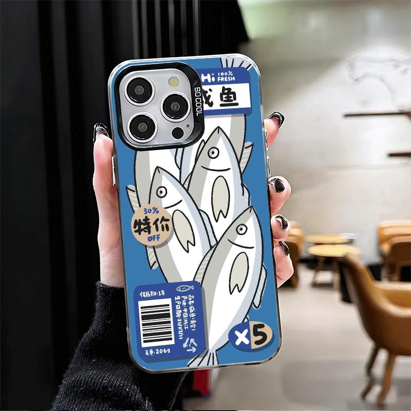 Скидка Соленая Рыба Ударопрочный Чехол для Телефона для iPhone 17 Air 16 16E 15 Pro Max 14 Plus 13 Mini 12 Задняя Крышка Противоударный Fundas