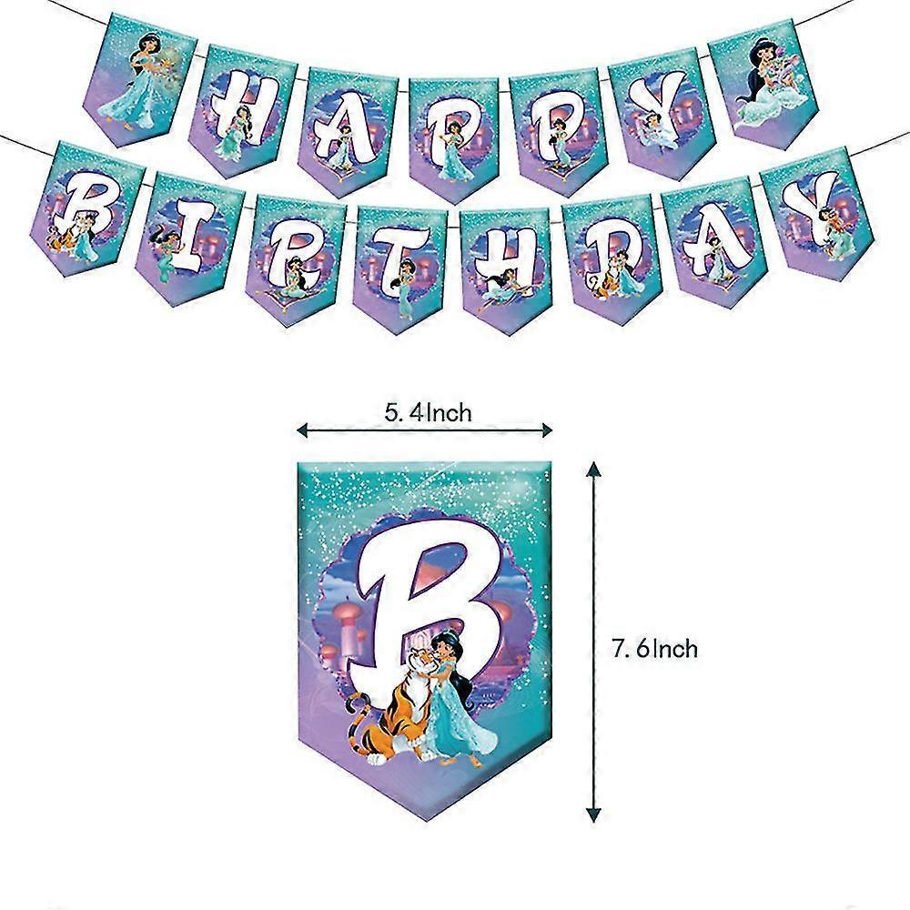 Princess Jasmine Party Decoration Supplies Banner, Topper, Balloons, Cake Cupcake Toppers Set Gifts