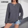 Plus Size Women's Fashion New Loose Solid Color Round Neck Long Sleeve Top