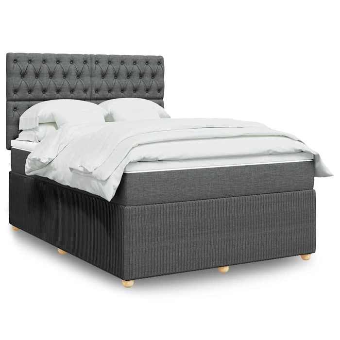 Maison Exclusive - Sommier à lattes de lit avec matelas Gris foncé 140x190cm Tissu