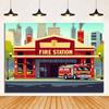 Firetruck Theme Background Banner Firefighter Hero Boy Birthday Party Decoration Baby Shower Backdrop Supplies Photography Prop
