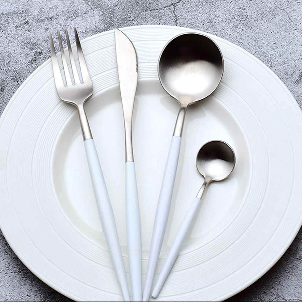 4pcs Cutlery Set Non-slip Smooth Edge Comfortable Grip 304 Stainless Steel Knife Fork Set Ideal For Home Restaurant