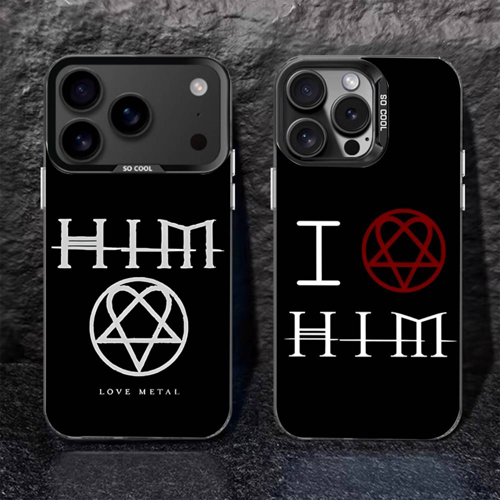 Его Витиеватое Сердцеграмма Для iPhone 17,16,15,14,13,12,11,Pro,MAX,Plus Черный Ударопрочный Конфетный Матовый Чехол