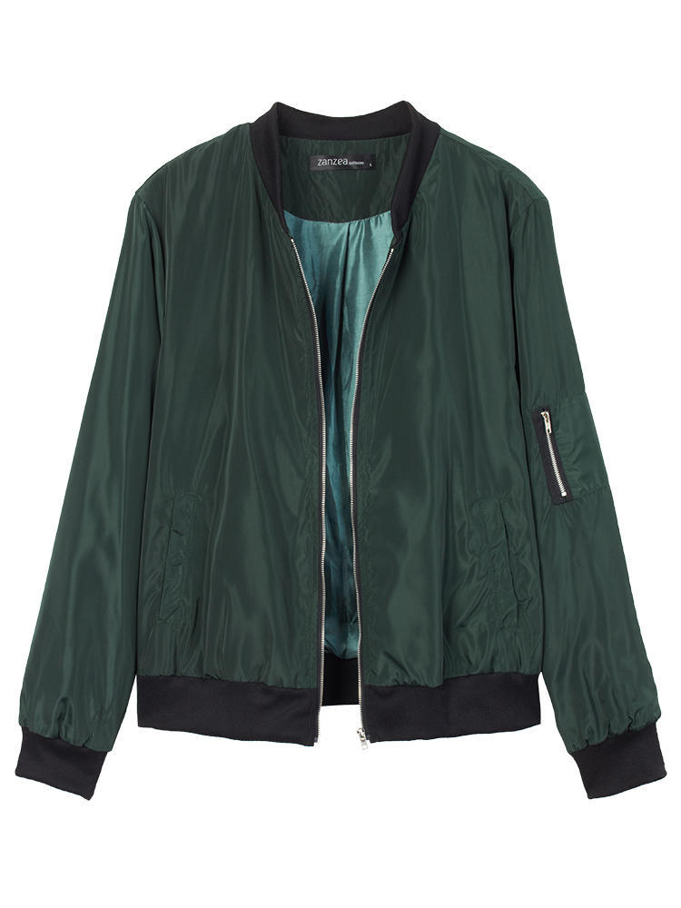 Женское пальто, осенне-зимняя куртка, однотонная модная куртка на молнии, бейсбольная куртка