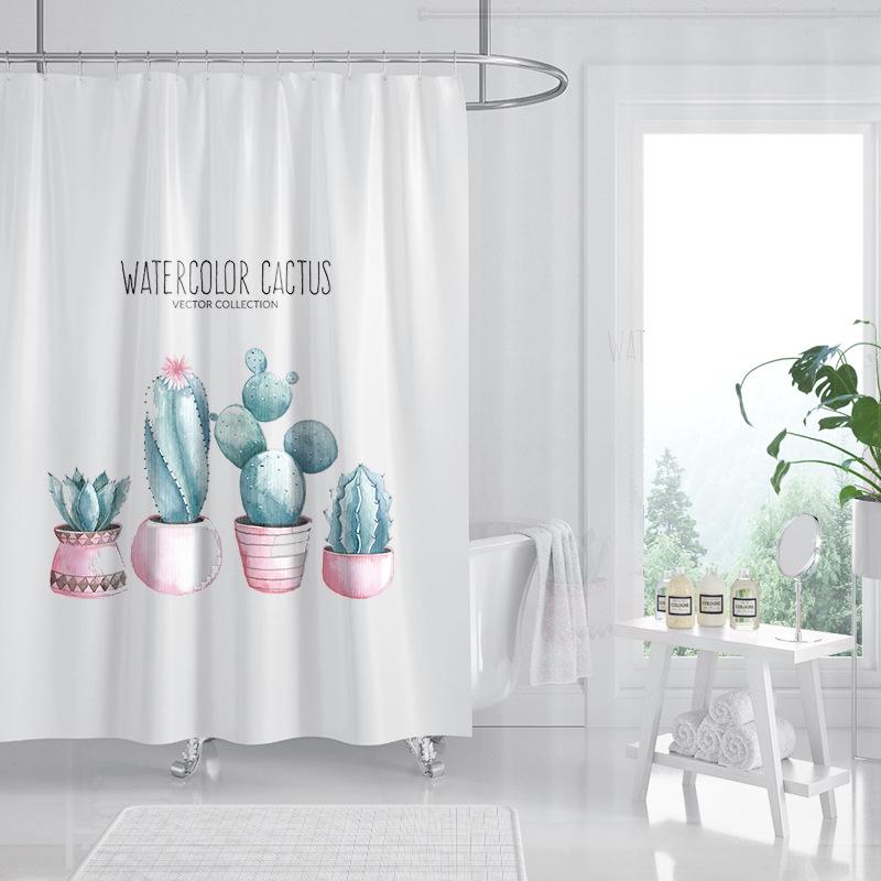 Bathroom Thickened Waterproof Curtain Mildew Proof Shower Curtain Shower Partition Curtain Shower Curtain Bathroom Curtain Free Perforation