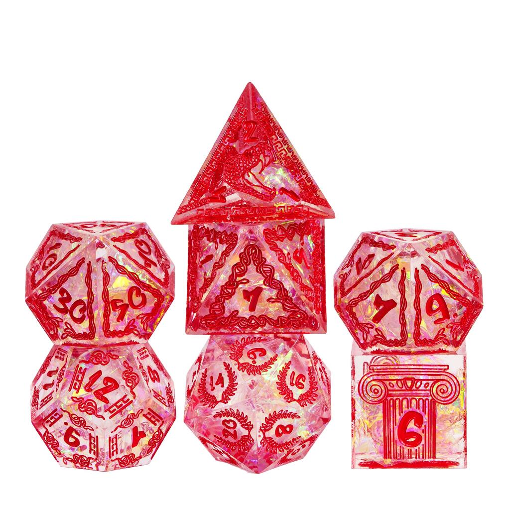 Cusdie Кубики с острыми гранями DND Узорчатые кубики D&D Настольные игры 7 Ручной работы Набор многогранных кубиков для ролевой игры Pathfinder