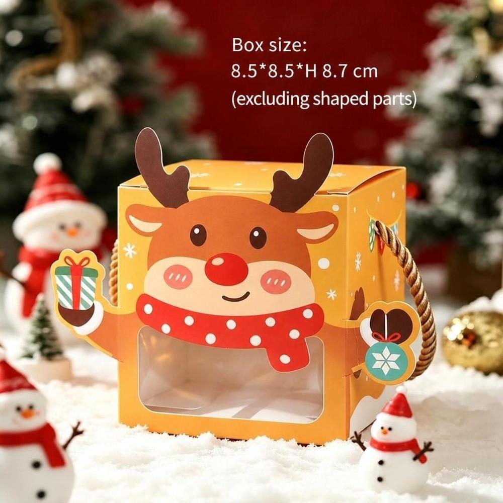 5pcs Carry Handle Cookie Packaging Box Cardboard Party Favor Box For Christmas Party