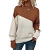 Women's Casual Round Neck Colorblock Pullover Sweater Loose Casual Long Sleeve Contrast Color Top