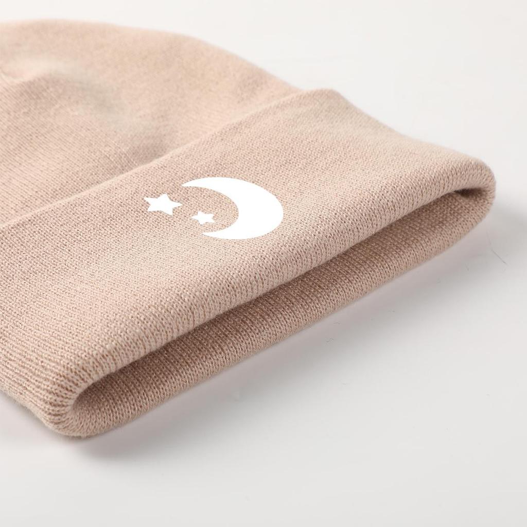 Белая луна звезды зимняя вязаная шапка шапка, шапка с черепом уютная манжета простые шапки с помпоном вязаная шапка шапка