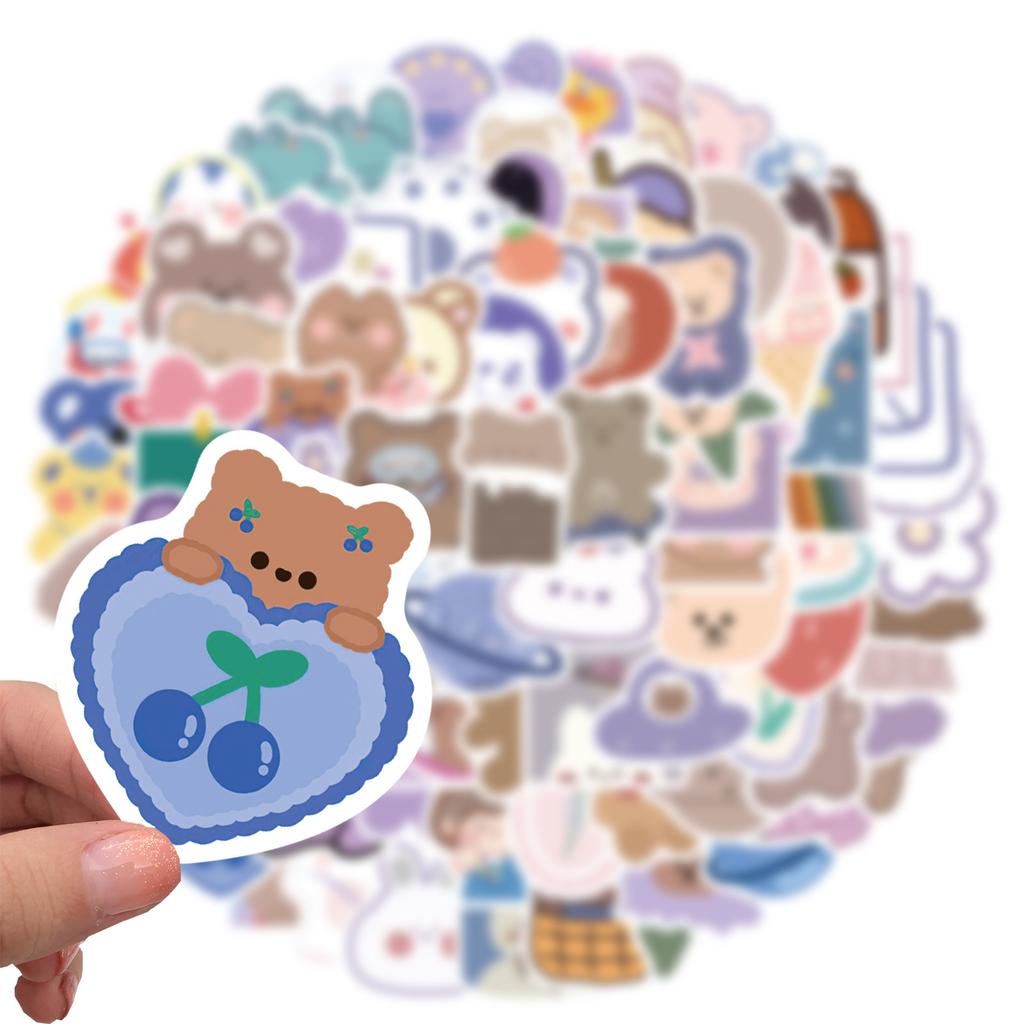 90 Cartoon Cute Bear Doodle Stickers Suitcase Motorcycle Laptop Waterproof Stickers