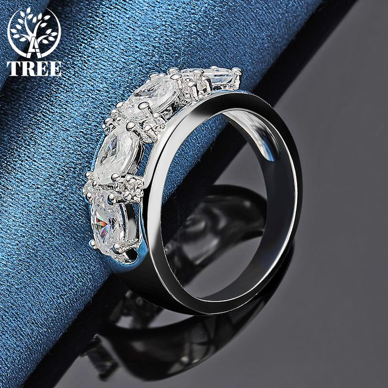 Ювелирные изделия из стерлингового серебра 925 пробы с четырьмя круглыми кольцами с цирконом AAA