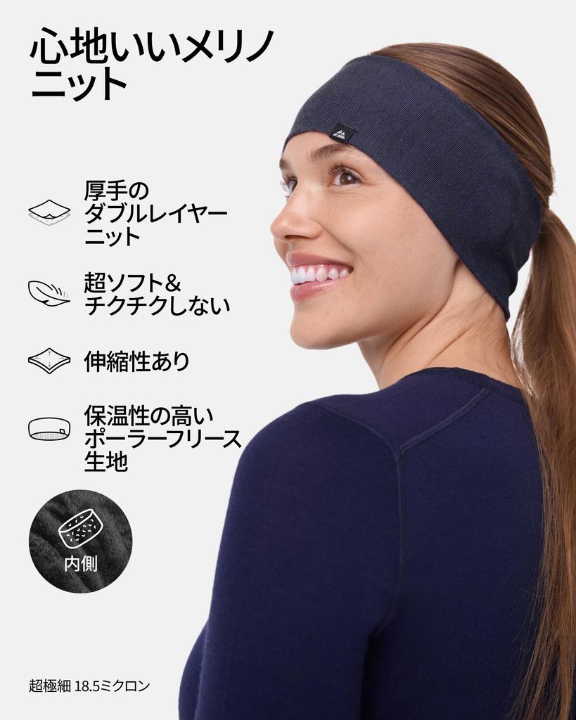 Повязка на голову DANISH ENDURANCE из мериносовой шерсти с наушниками для темного размера, на флисовой подкладке для тепла, темно-синяя, S/M