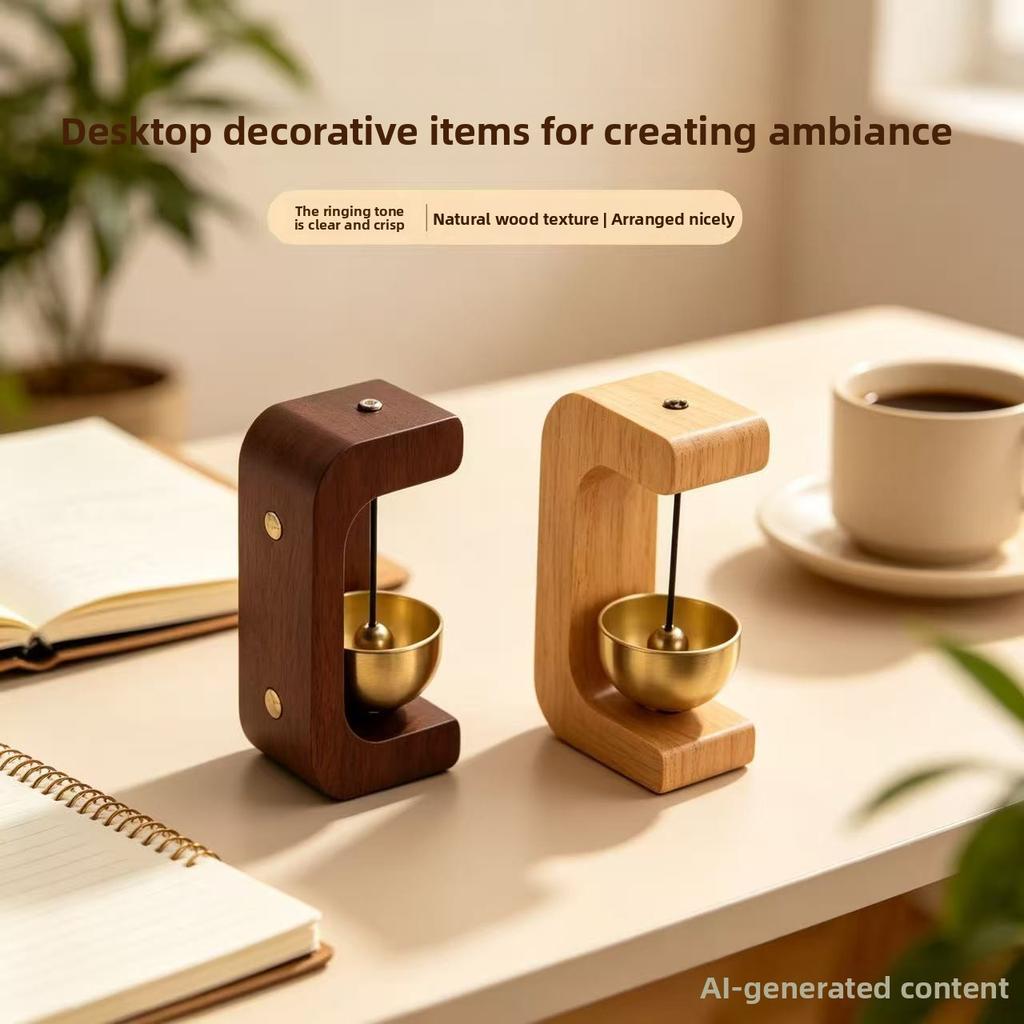 Dopamine Wooden Door Bell Magnetic Suction Copper Chime Household Entry Reminder Windbell Shop Gate Opening Decorative Bell