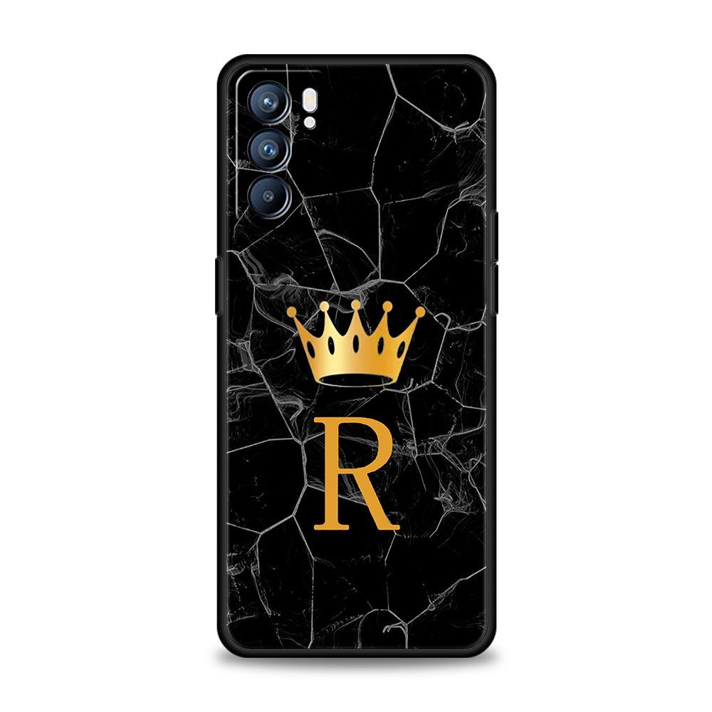 Чехол для телефона для Oppo A54 A53 A52 A9 A15 A95 A17 A16 A76 A74 A57 A31 Find X6 X5 Reno8 Reno7 Reno6 Pro 5G Чехол Корона Буква A от Z