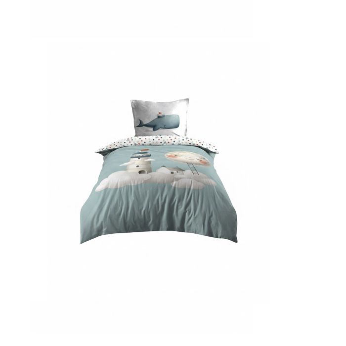 Housse de couette + 1 taie 140 x 200 cm Moby la baleine