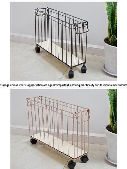 Nordic Style Iron Storage Basket with Wheels for Books, Snacks, Magazines, Yoga Mats & Sports Equipment