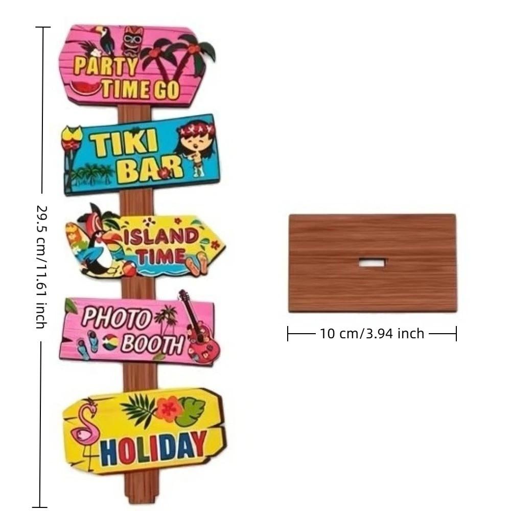 Colorful Hawaiian Tiki Decorative Plaque Beach Theme Wooden Signage Beach Word Art Sign Bar