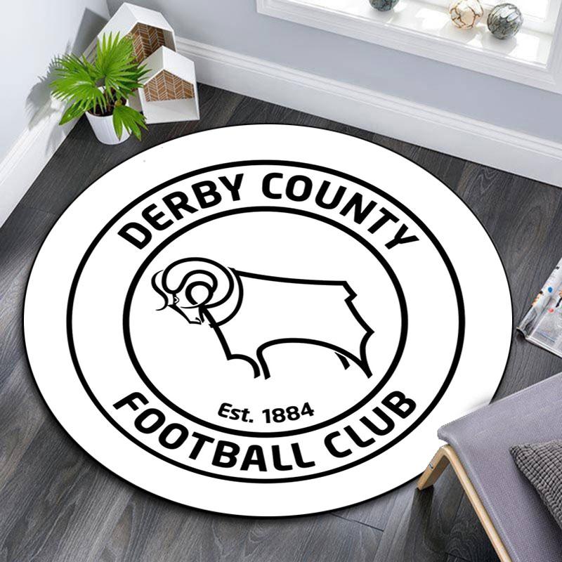 Круглый ковер с логотипом Derby County FC, Нескользящий моющийся круглый ковер для гостиной, спальни, игровой комнаты, Декор для спортивного болельщика, Подарок на праздник, День рождения
