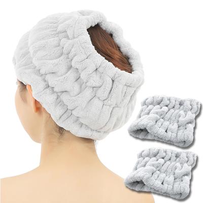 Набор из 2 полотенец-тюрбанов Towa для сушки волос — быстросохнущие, впитывающие, резинки для волос из микрофибры, серые — универсальная повязка для волос, для душа и бассейна