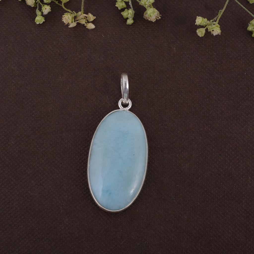 Серебро 925 пробы, натуральный ларимар, серебряный кулон, овальный камень, подарок для нее, ювелирные изделия ручной работы, подарок на день рождения, кулон Рейки