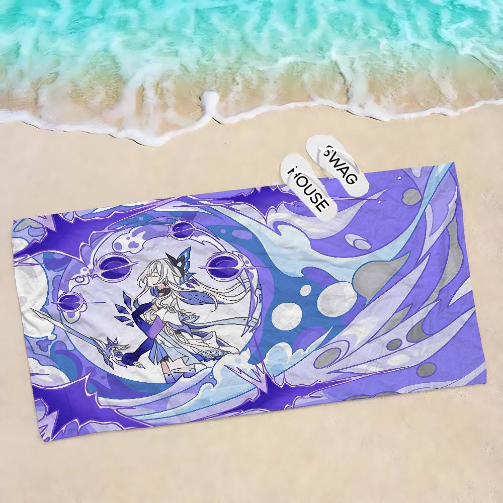 Genshin Impact Skirk Bath Towel Microfiber Soft Water Absorbing Breathable For Girl Kids Decorative Cartoon Beach Towel