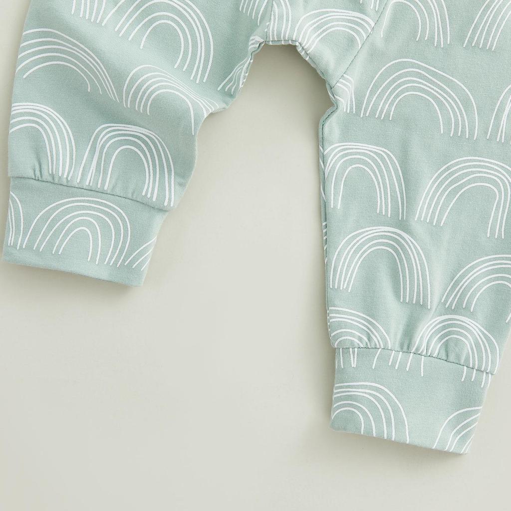 Одежда с радужным принтом для маленьких девочек и мальчиков, комплекты одежды из 2 предметов на осень/зиму для новорожденных, толстовка с круглым вырезом и длинными рукавами + брюки