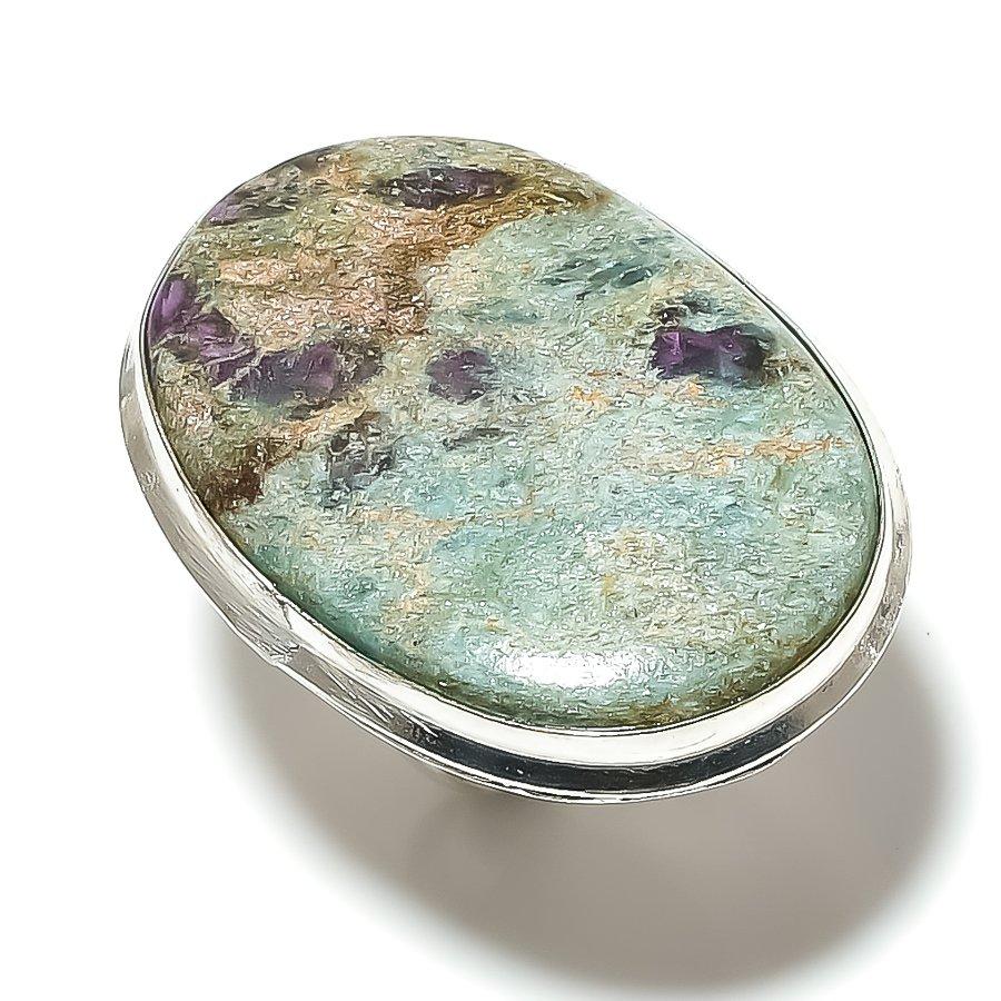 Ruby In Fuchsite Handmade Ethnic 925 Silver Gift Ring Size 8 k1I94