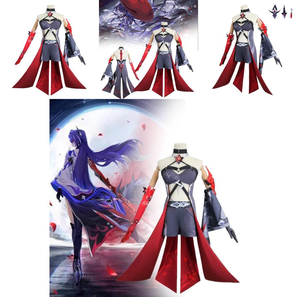 Яркий желто-красный костюм для косплея для игровых энтузиастов с париком