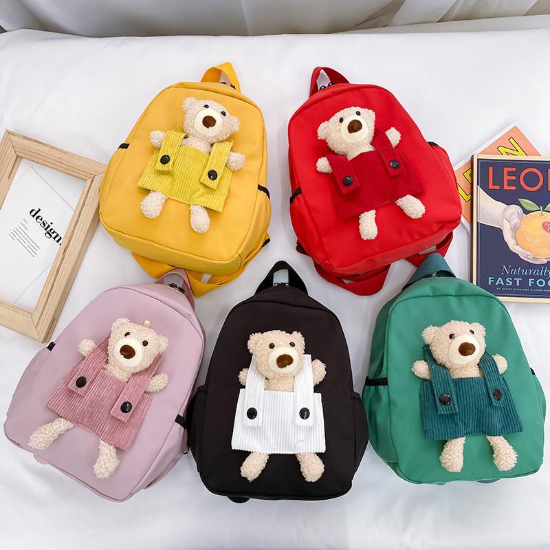 Cartoon Toddler School Backpack With Cute Bear Pendant And Lightweight Design