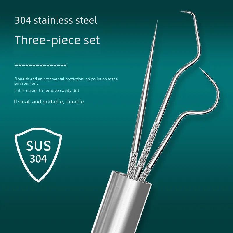 304 Stainless Steel Recyclable Dental Floss Toothpick & Interdental Cleaning Tool