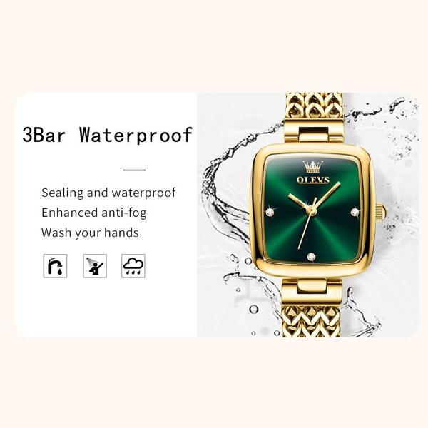 Женские часы, роскошные элегантные кварцевые наручные часы из нержавеющей стали, квадратные кварцевые часы с подарочной коробкой