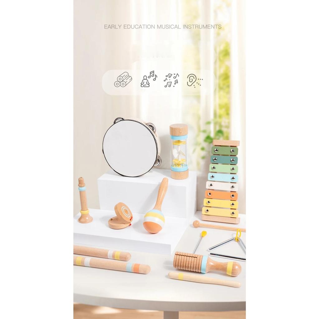 Wooden Musical Instrument Montessori Music Set Baby Children Percussion Instrument Toy Early Educational Knocking Toys for Kids