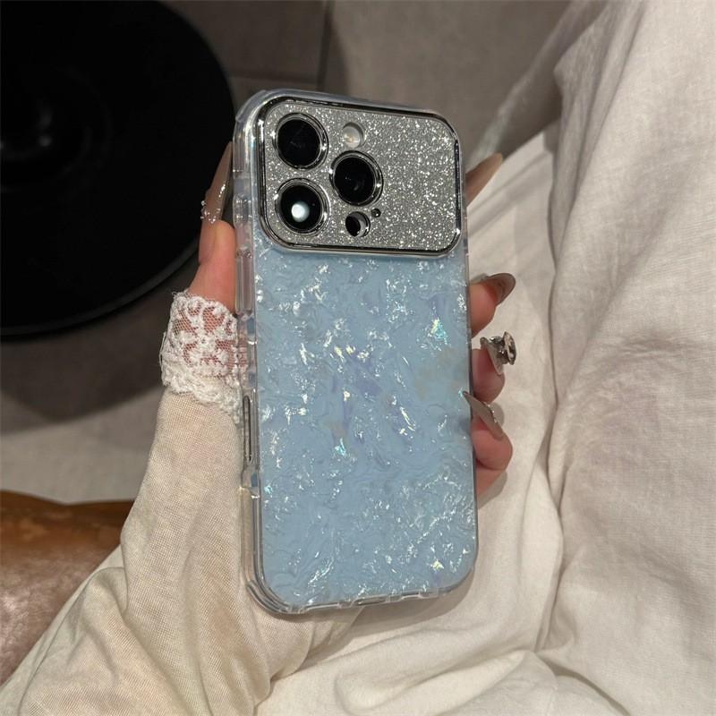 Блестящий смоляной чехол-ракушка для IPhone 17 Pro 16 15 с морскими ракушками, стильный защитный чехол для женщин