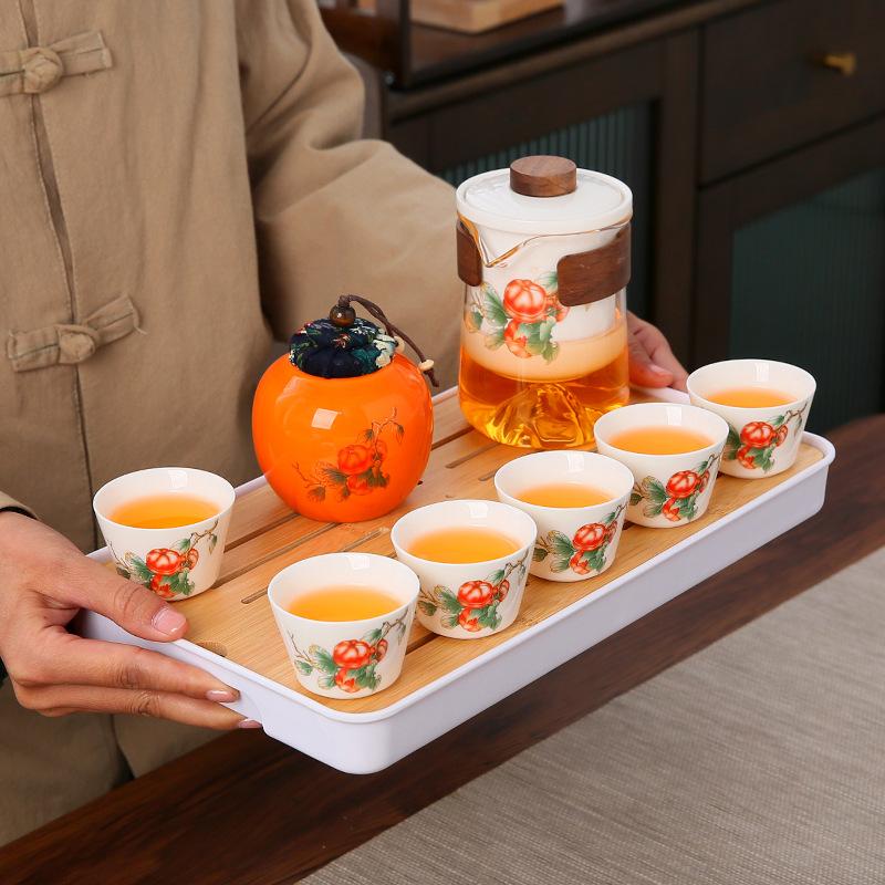 Persimmon Ruyi Travel Tea Set Holiday Activities Gift Set Company Business Souvenir Printed and Sent to Customers