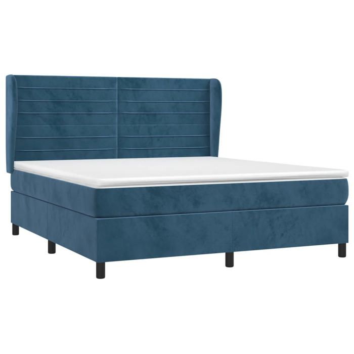 3129283 vidaXL Divan-lit Et Matelas Bleu Foncé 160x200cm Velours