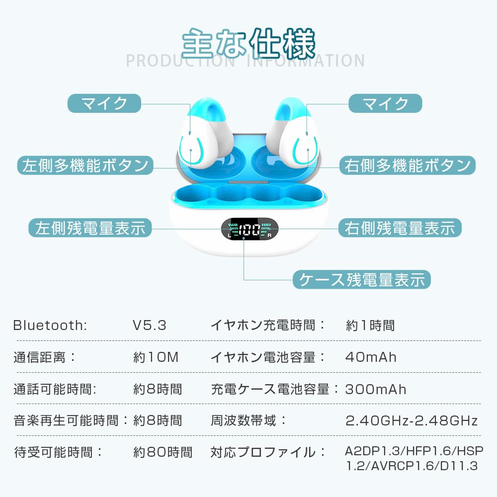 Беспроводные наушники Meisei Bluetooth, удобные для звука HiFi, чехол для зарядки ENC Noise, совместимый с наушниками iPhone Android 5.3, без косточки