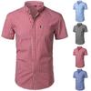 Men Small Plaid Button Down Shirt Summer New Short Sleeve Slim Fit Mens Dress Shirts Casual Checks Gingham Chemise Homme