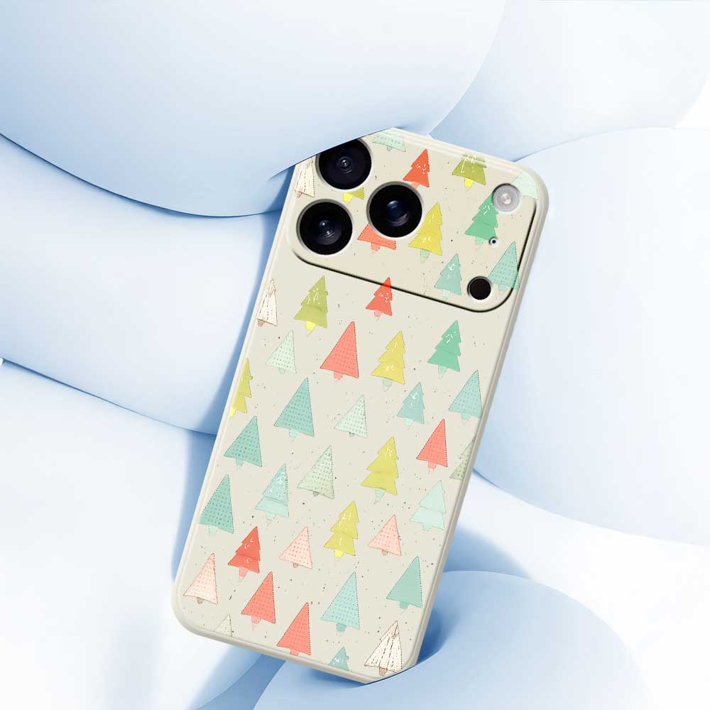 For iPhone 17 Pro Case Colorful Trees Pattern Printing Straight Edge TPU Phone Back Cover