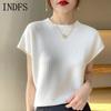 INDFS Women's Fashion Casual Summer Spring Solid Color Print Short Sleeve Half Turtleneck Blouses & Shirts