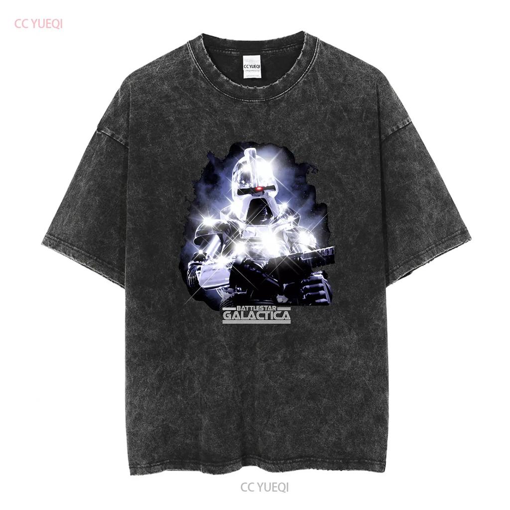 Battlestar Galactica 35th Anniversary Cylon Mens Heather T Shirt vintage Washed Top For Everyday Wear Casual Comfortable