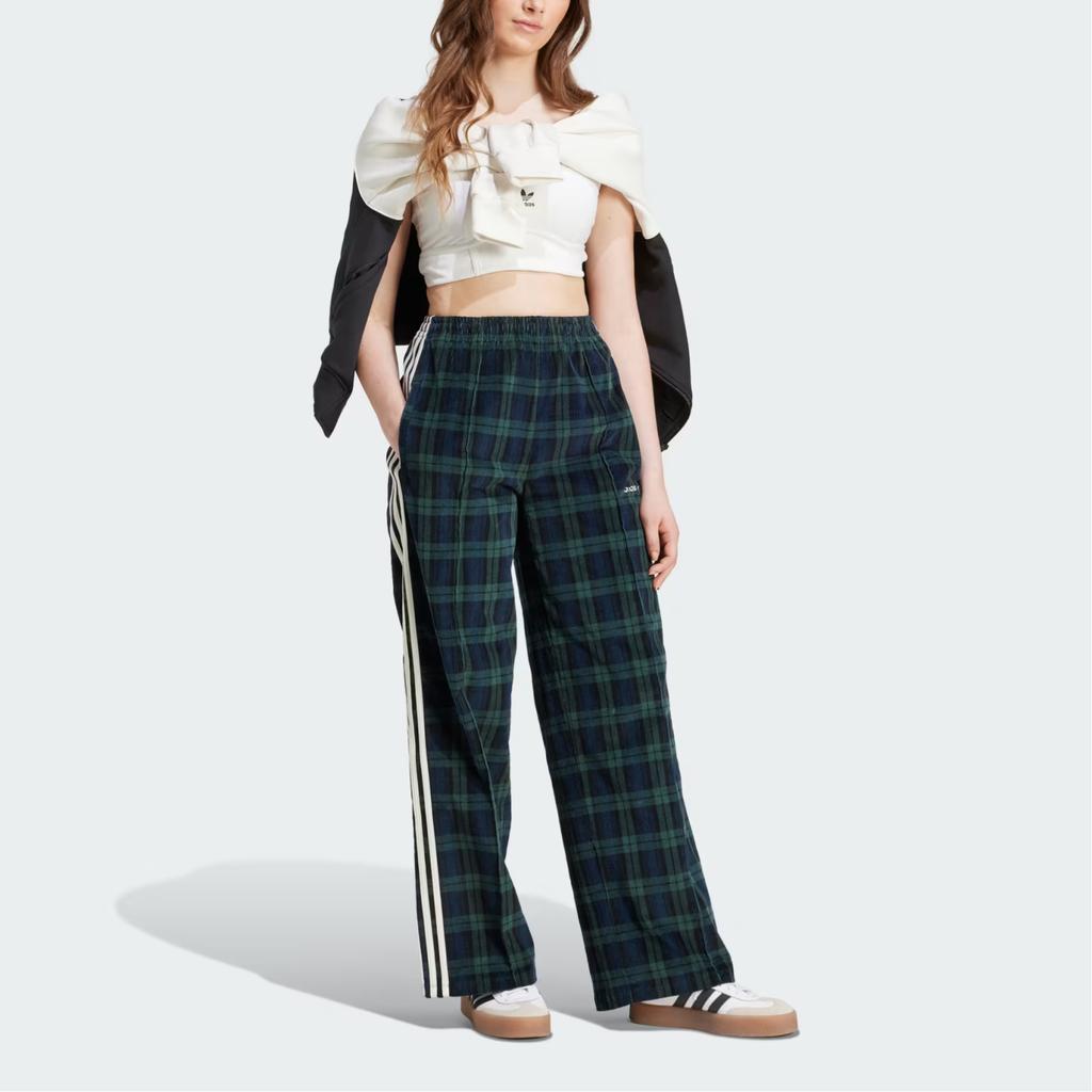 Adidas Оригинальные вельветовые широкие трикотажные спортивные брюки женские, темно-зеленые IX7415